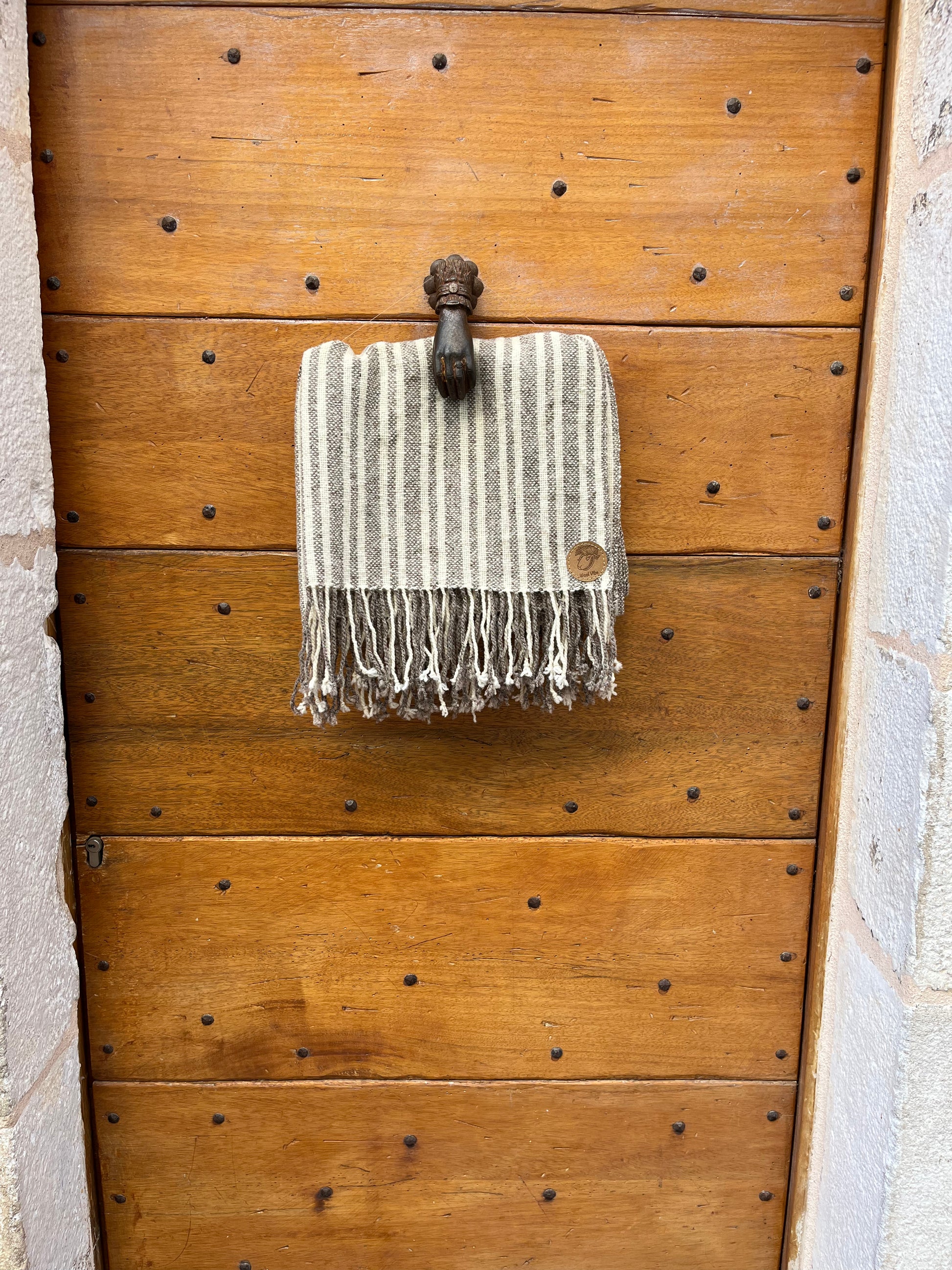 Étole tissage toile rayée pure laine