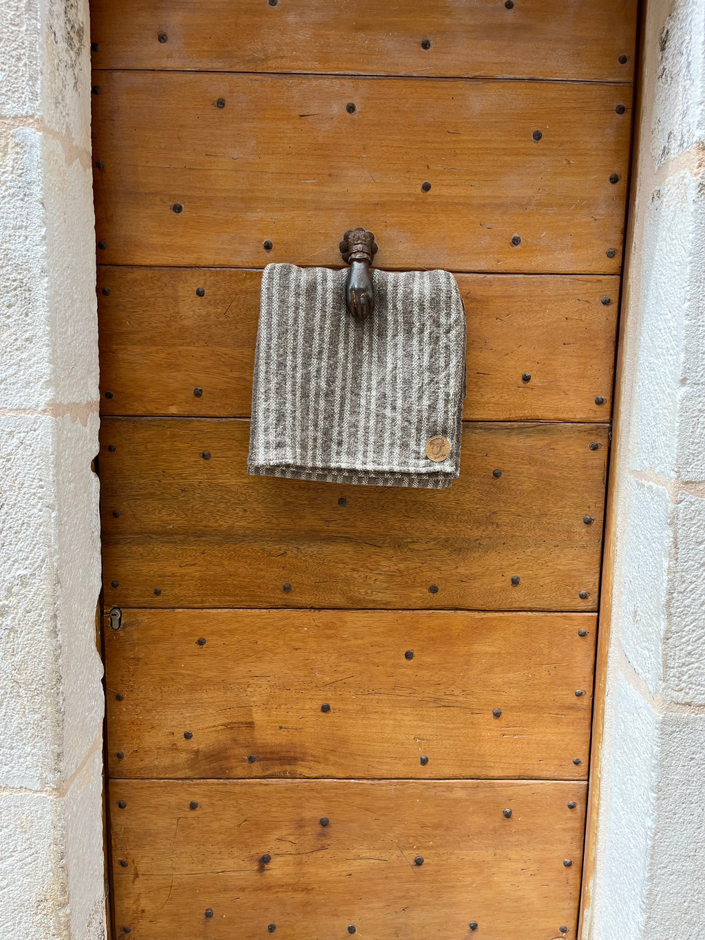 Étole tissage toile rayée pure laine