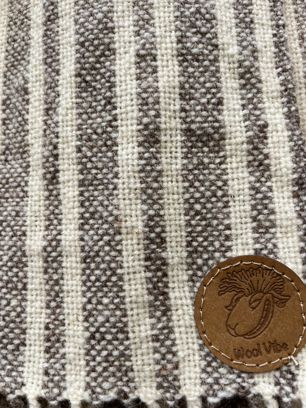 Étole tissage toile rayée pure laine