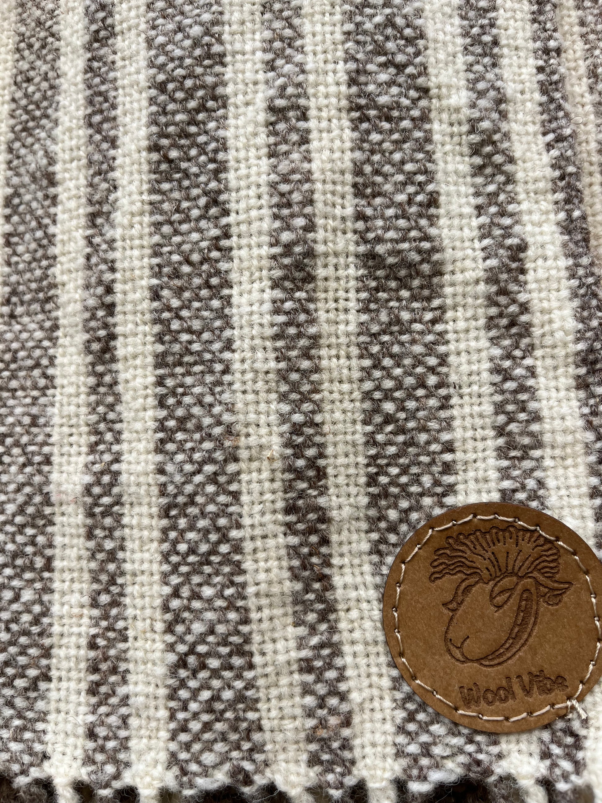 Étole tissage toile rayée pure laine