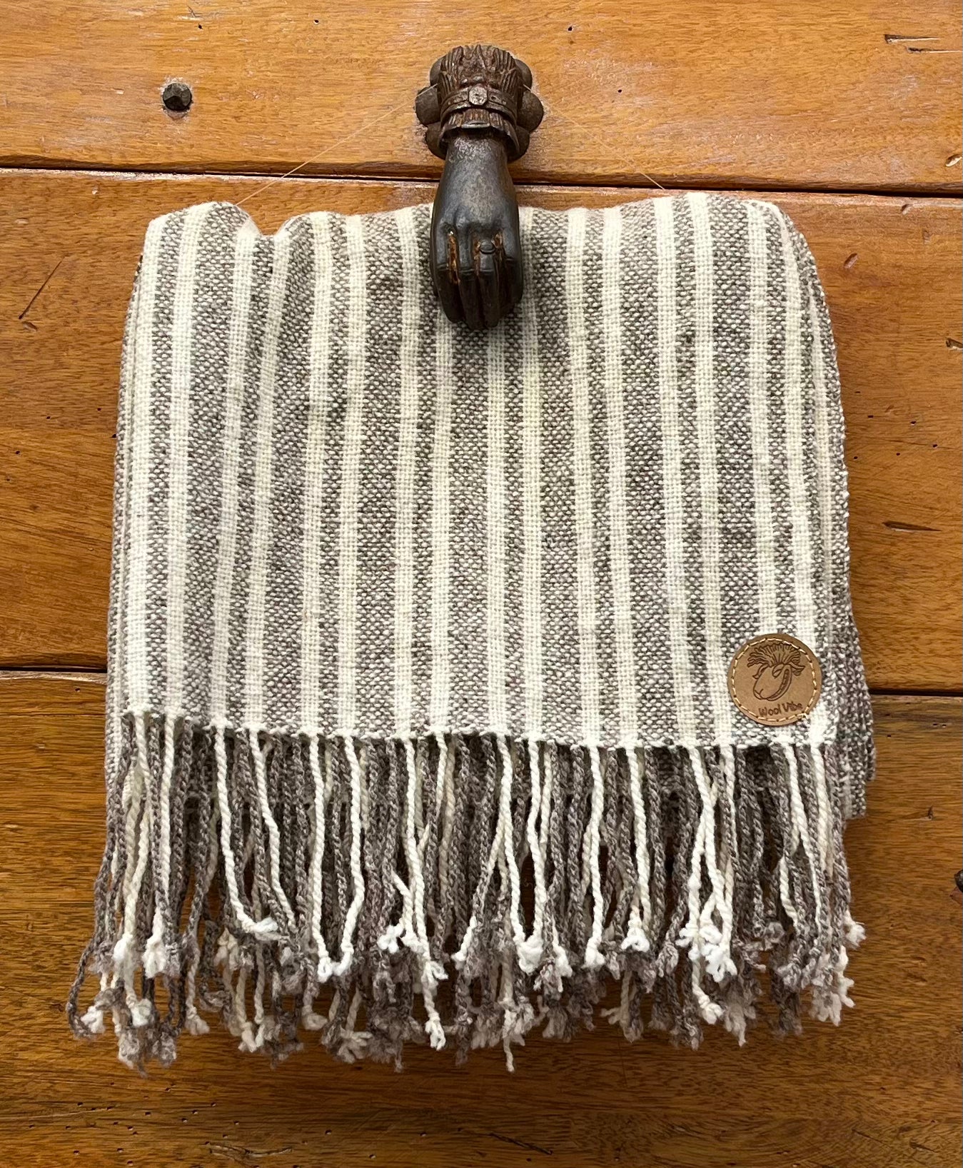 Étole tissage toile rayée pure laine